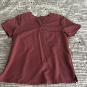 Figs Women's Short Sleeve V-Neck Top - Mauve